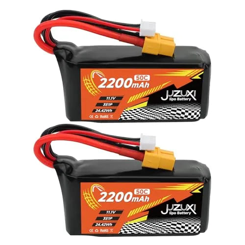 2 Pack 11.1V 2200mAh 3S 50C Lipo Battery Rechargeable Lithium Polymer RC Battery with XH & XT60 Connectors for RC Cars, Drones, Airplanes, Helicopters - Perfect for FPV Racing and RC Hobbyists