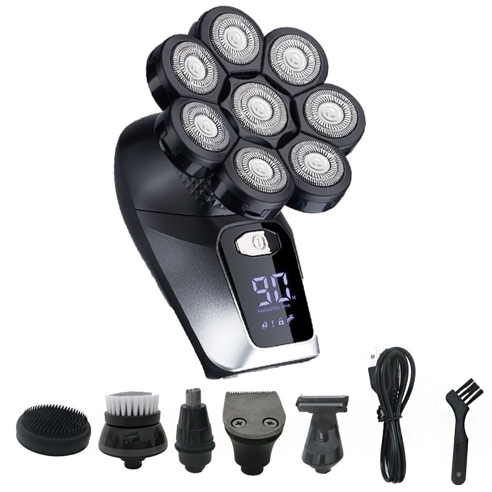 8D Multifunctional Electric Razor for Men - 6-in-1 Bald Head Shaver with LED Display | Professional Grooming Kit for Smooth Shaving at Home & Travel
