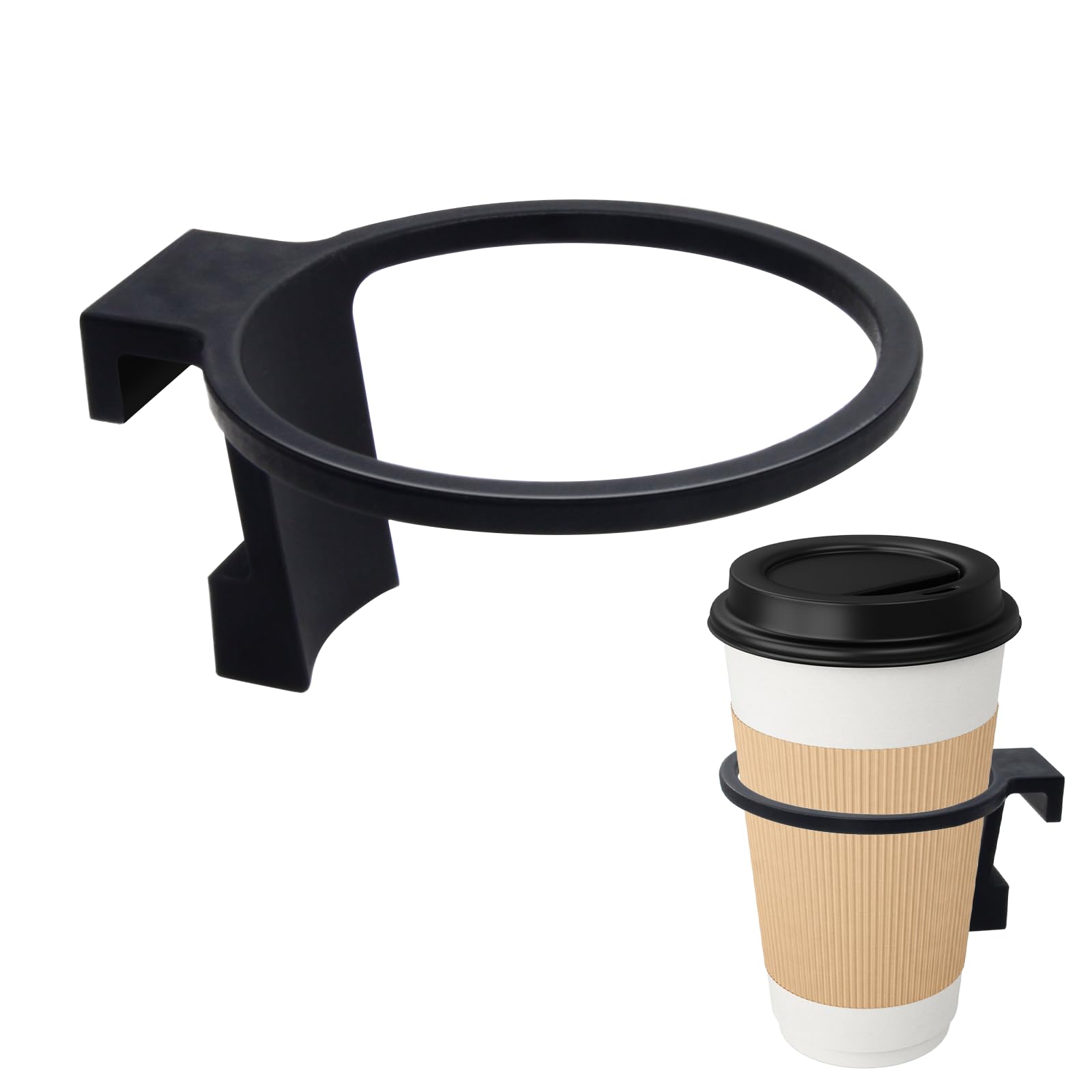 Shopping Cart Cup Holder - Black Hanging Drink Holder Attachment for Grocery Carts | Perfect for Supermarkets, Malls & Strollers - Keep Beverages Secure While Shopping