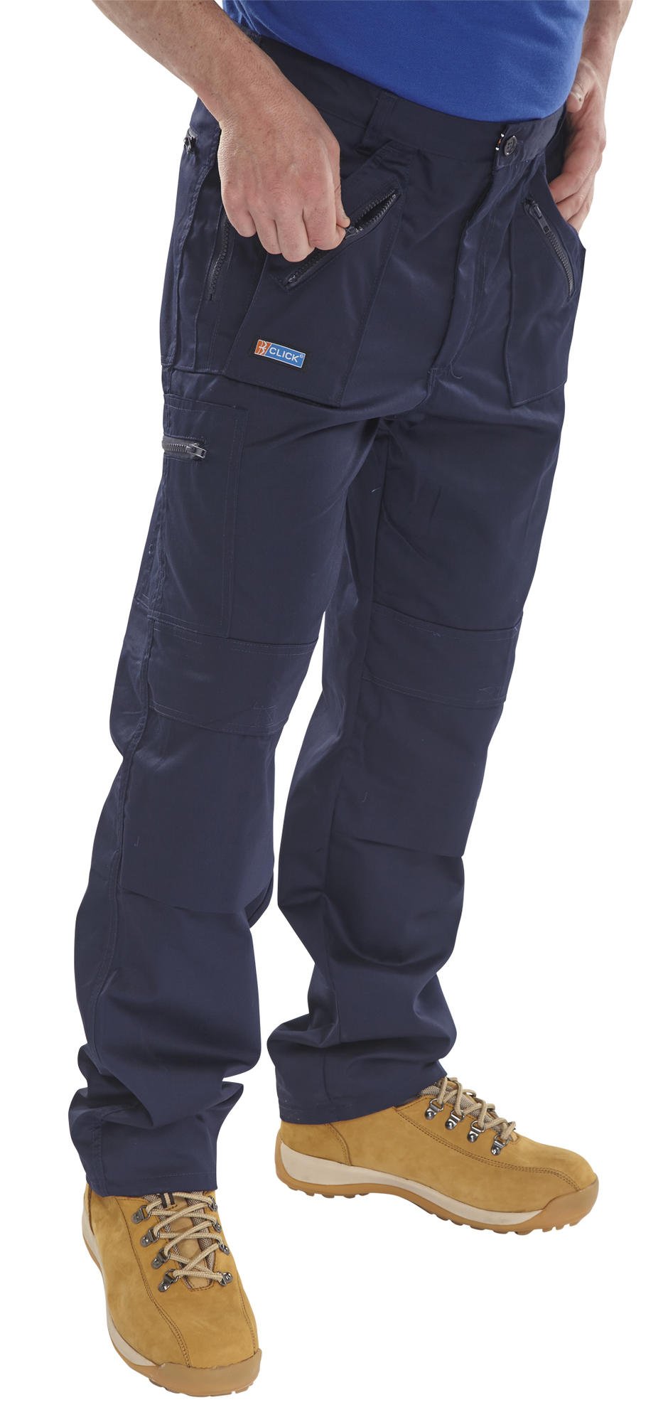 Click Action Work Trousers for Men - Durable Navy Blue Work Pants Size 40T - Perfect for Construction, Landscaping & Outdoor Jobs