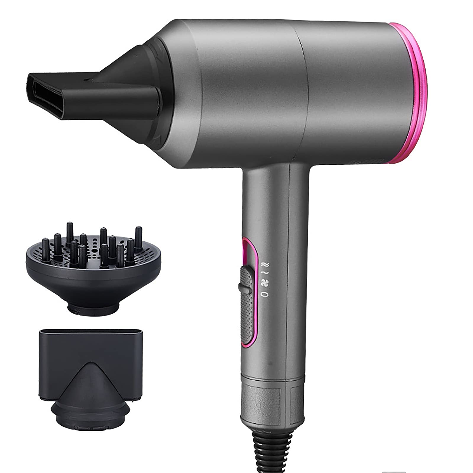 OMKMNOE Professional 2000W Ionic Hair Dryer with 3 Styling Nozzles - Lightweight Ceramic Blow Dryer for Fast Drying & Frizz Control - Perfect for Home Use & Salon Styling (Black)