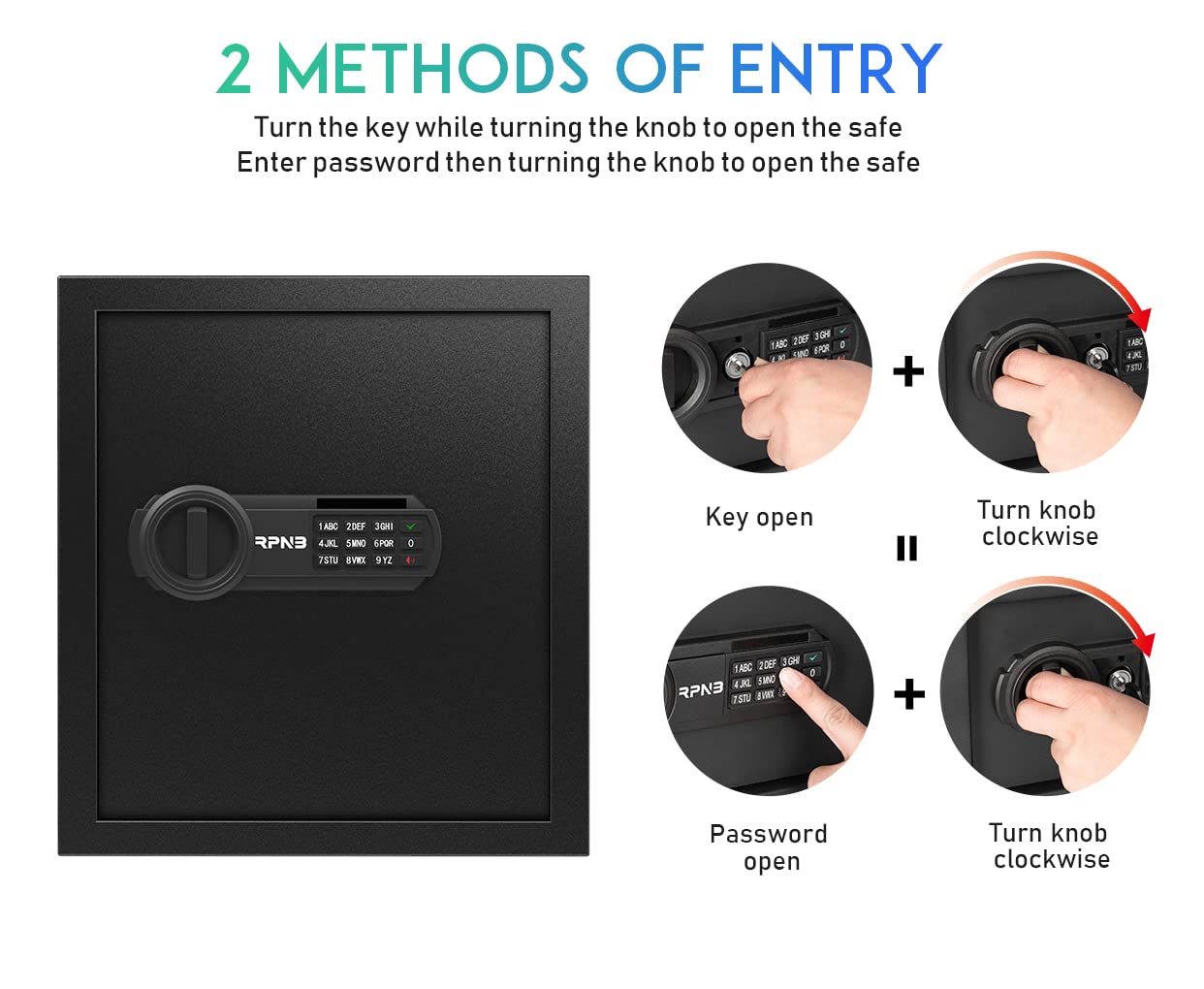 RPNB Deluxe Digital Keypad Safe Box - 1.2 Cubic Feet Steel Alloy Security Safe for Home, Office & Hotel | Secure Storage for Jewelry, Cash, Guns & Valuables | Compact Drop Safe with Electronic Lock for Business & Personal Use