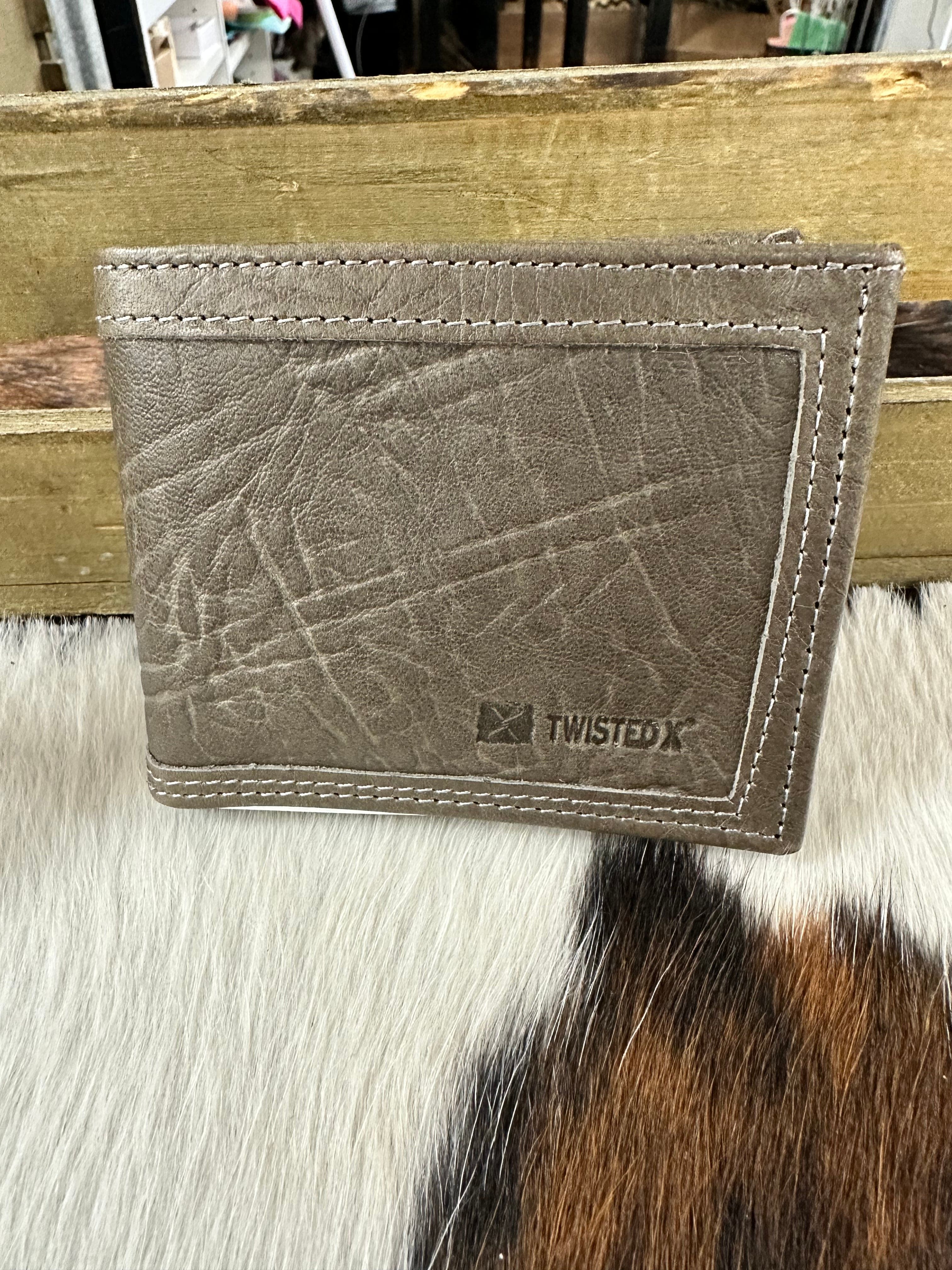 Twisted X Grey Elephant Print Genuine Leather Wallet for Men - Stylish RFID Blocking Bifold Wallet for Everyday Use & Travel