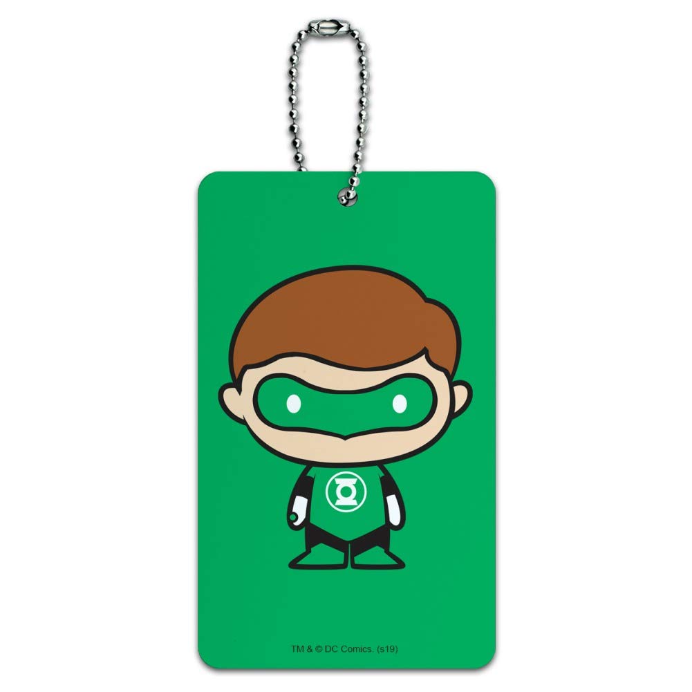 Green Lantern Cute Chibi Character Luggage Tag - Durable Suitcase ID Card Holder for Carry-On Bags - Perfect for Travel, Cosplay & Comic Conventions