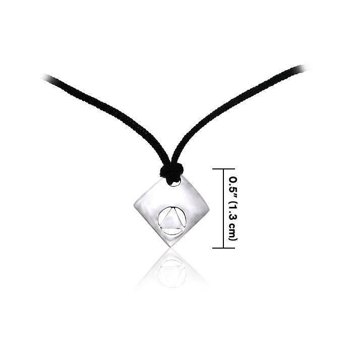 AA Symbol Silver Pendant on Nylon Cord - Sobriety Necklace TPD306 for Recovery & Support Groups | Spiritual Jewelry Gift for Men & Women