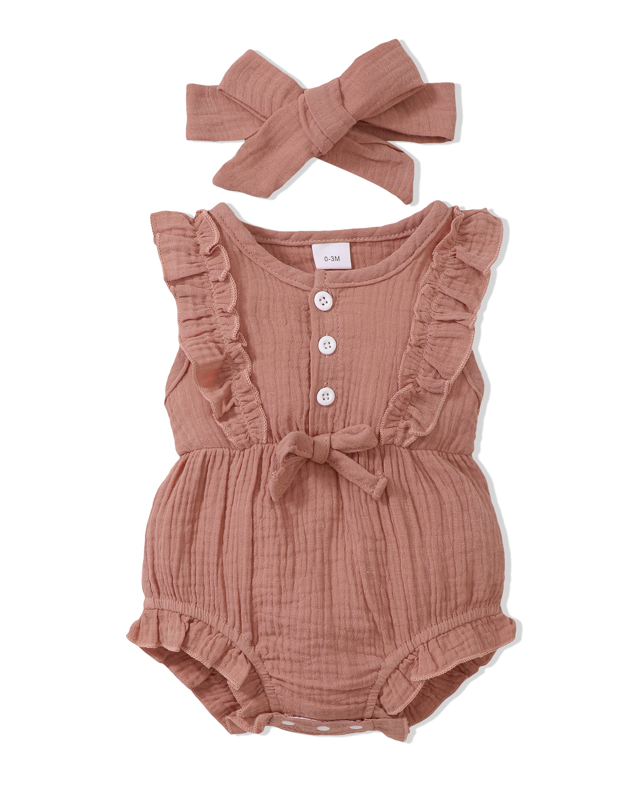 Renotemy Newborn Baby Girl Romper - Soft Cotton Short Sleeve Jumpsuit for 0-24 Months | Perfect for Summer Outfits, Photo Shoots & Playtime