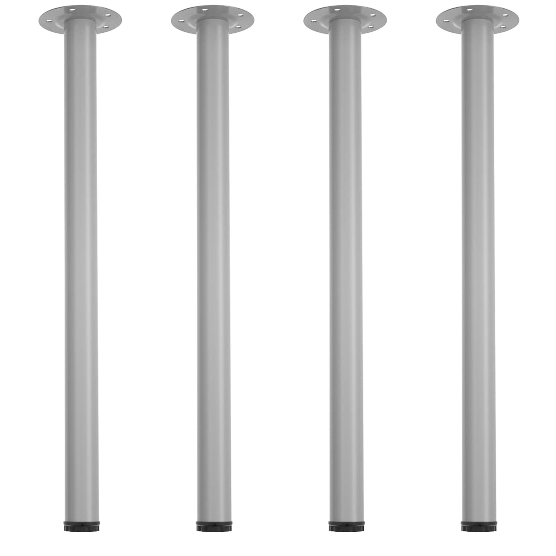 ALAULM 28 Inch Adjustable Metal Table Legs Set of 4 - Modern DIY Furniture Legs with Rubber Protectors for Computer Desk, Coffee Table, Dining Table (Silver) | Perfect for Home Office, Living Room & Kitchen Furniture Upgrade