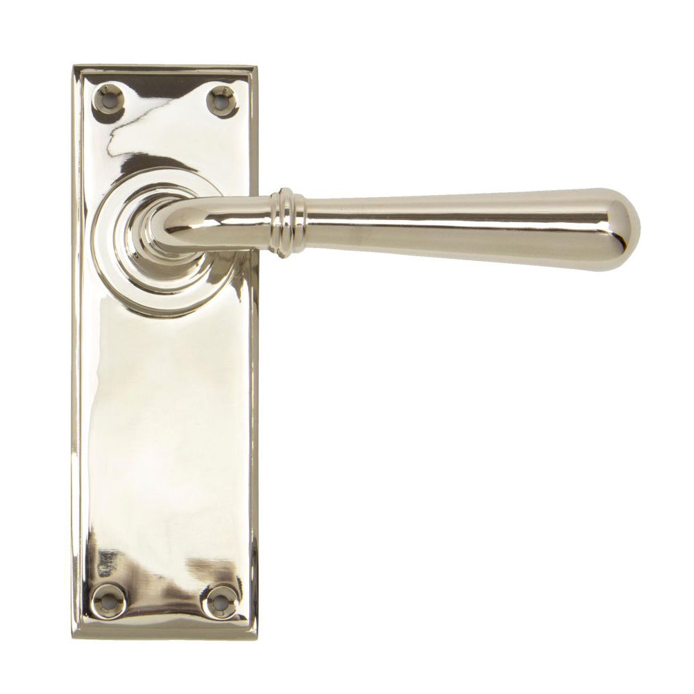 Polished Nickel Newbury Lever Latch Door Handles - Modern Interior Door Hardware for Bedroom, Bathroom & Closet - Smooth Operation & Secure Locking