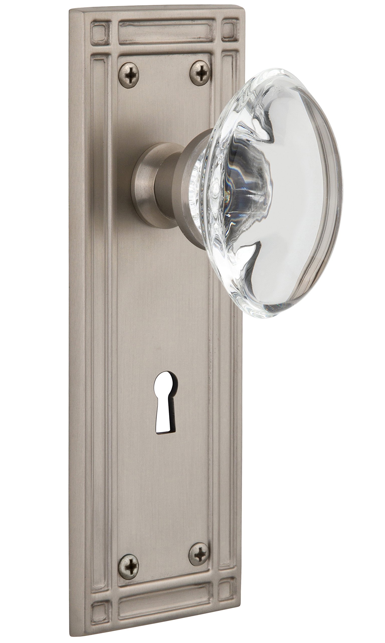 Vintage Mission Style Glass Door Knob with Keyhole - 2.375