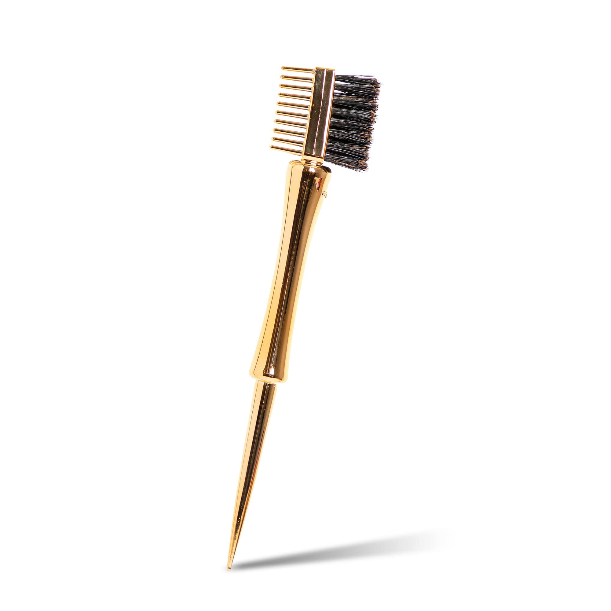 Gentle Hair Brush Styling Tool - Double-Sided Edge Brush for Baby & Adults with Multi-Use Pointed End - Gold Edge Comb Alternative for Smoothing Flyaways & Styling Hair - Perfect for Home, Travel & Salon Use