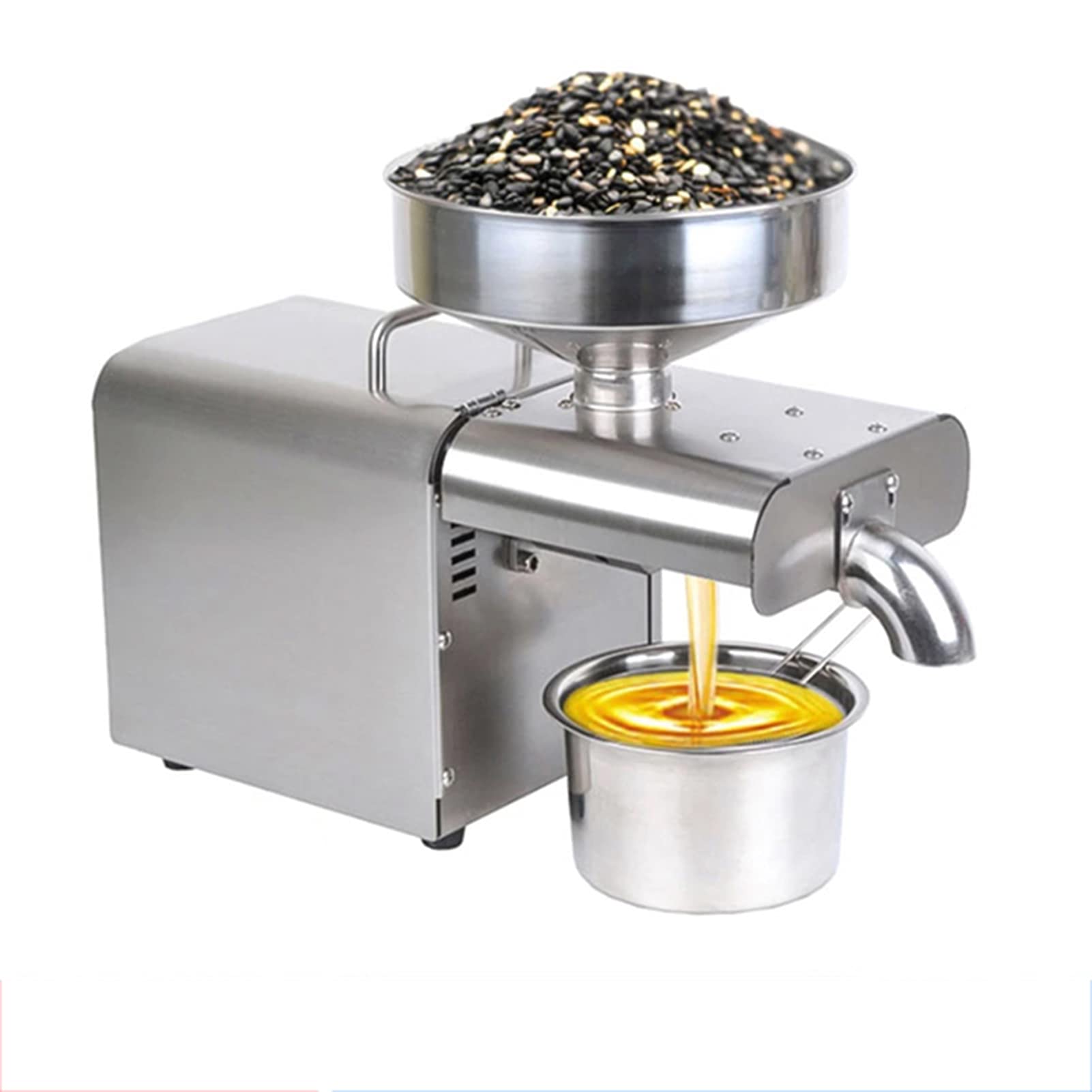 Stainless Steel Automatic Oil Press Machine for Coconut, Peanut, Sunflower, Walnut, Beans & Sesame Seeds - Cold/Hot Oil Expeller with 24H Continuous Work - Perfect for Home Use, Commercial Kitchens & Healthy Oil Production