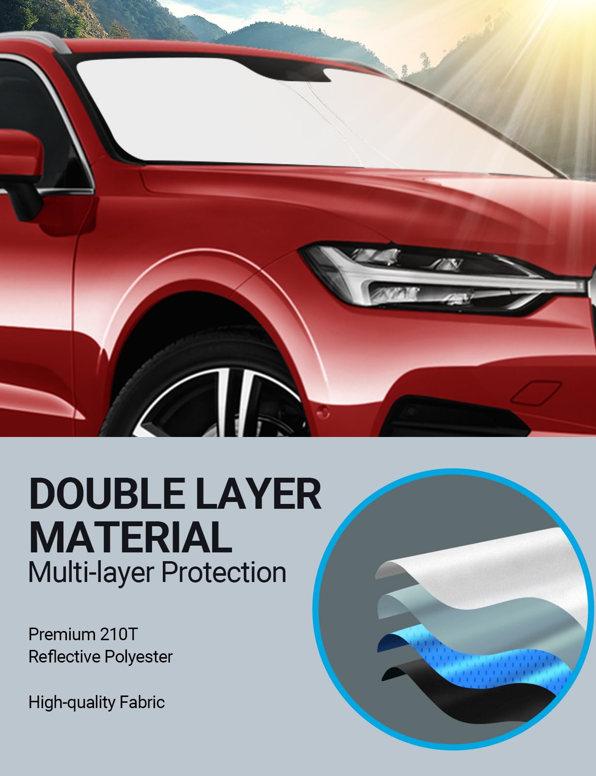 2025 Upgrade Proadsy Custom Fit Front Windshield Sun Shade for Volvo XC60 SUV (2018-2025) - Foldable Sunshade Protector & UV Blocker for Car Interior Protection | Perfect for Summer Parking & Road Trips
