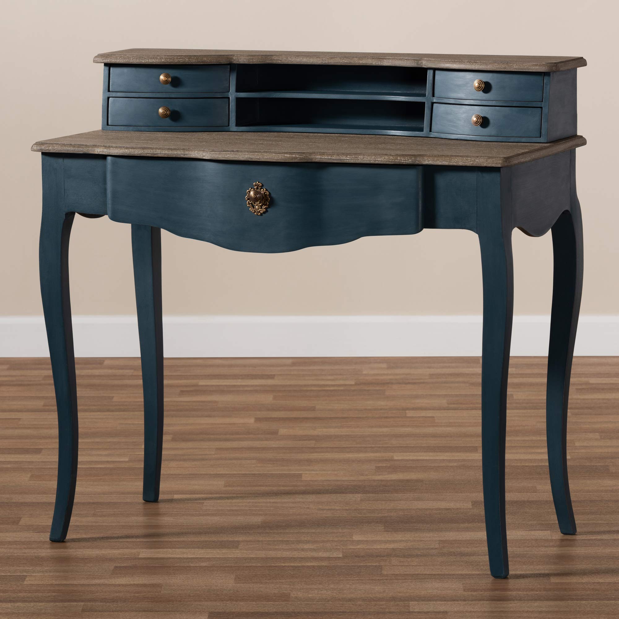 Baxton Studio Desk Blue Oak - Perfect for Home Office & Workspace