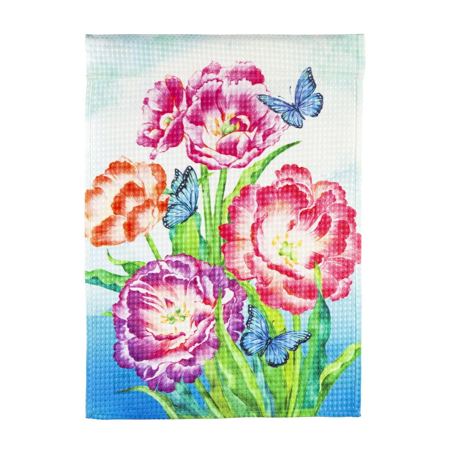 Evergreen Blooming Tulips Garden Waffle Flag - Decorative Yard Sign for Spring, Easter & Home Garden Decor | Outdoor Waterproof Lawn Ornament for Patio, Front Yard & Backyard Landscaping