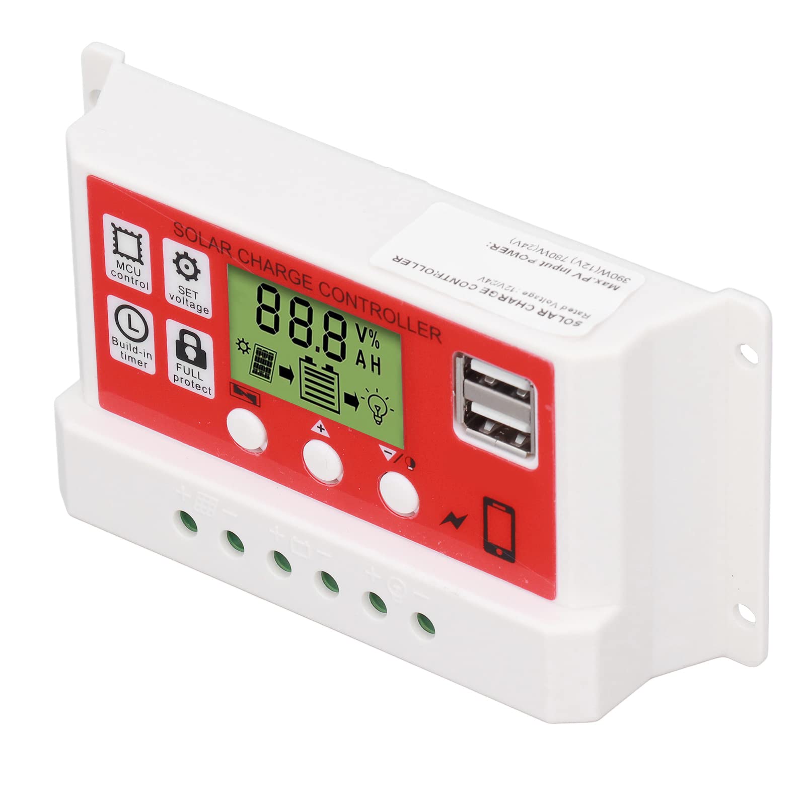 20A Solar Charge Controller with LCD Display for Power Systems - Ideal for Off-Grid & RV Use