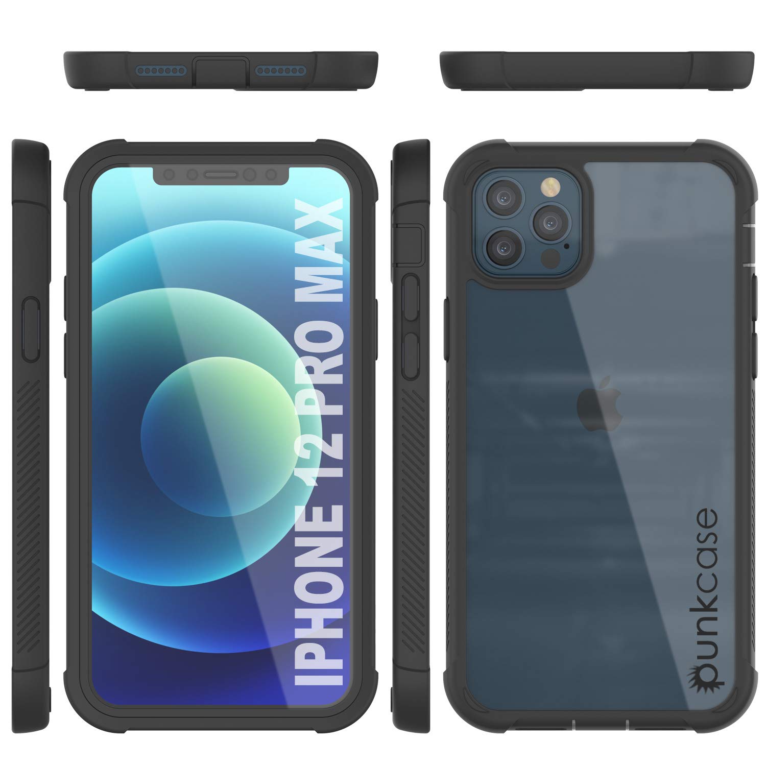 PunkCase iPhone 12 Pro Max Case [Spartan Series] Clear Rugged Heavy Duty Cover with Built-in Screen Protector | Ultra Slim 360 Full Body Protection for iPhone 12 Pro Max (2020, 6.7 Inch) - Shockproof & Anti-Scratch for Outdoor, Work, and Daily Use