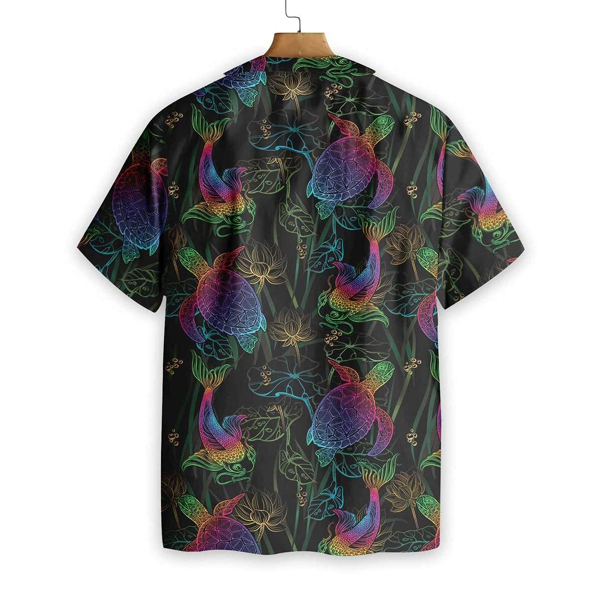 HYPERFAVOR Stylish Sea Turtle Print Hawaiian Shirt for Men - Comfortable Button Down Casual Beach Shirt - Perfect for Vacation, Summer Parties & Tropical Getaways
