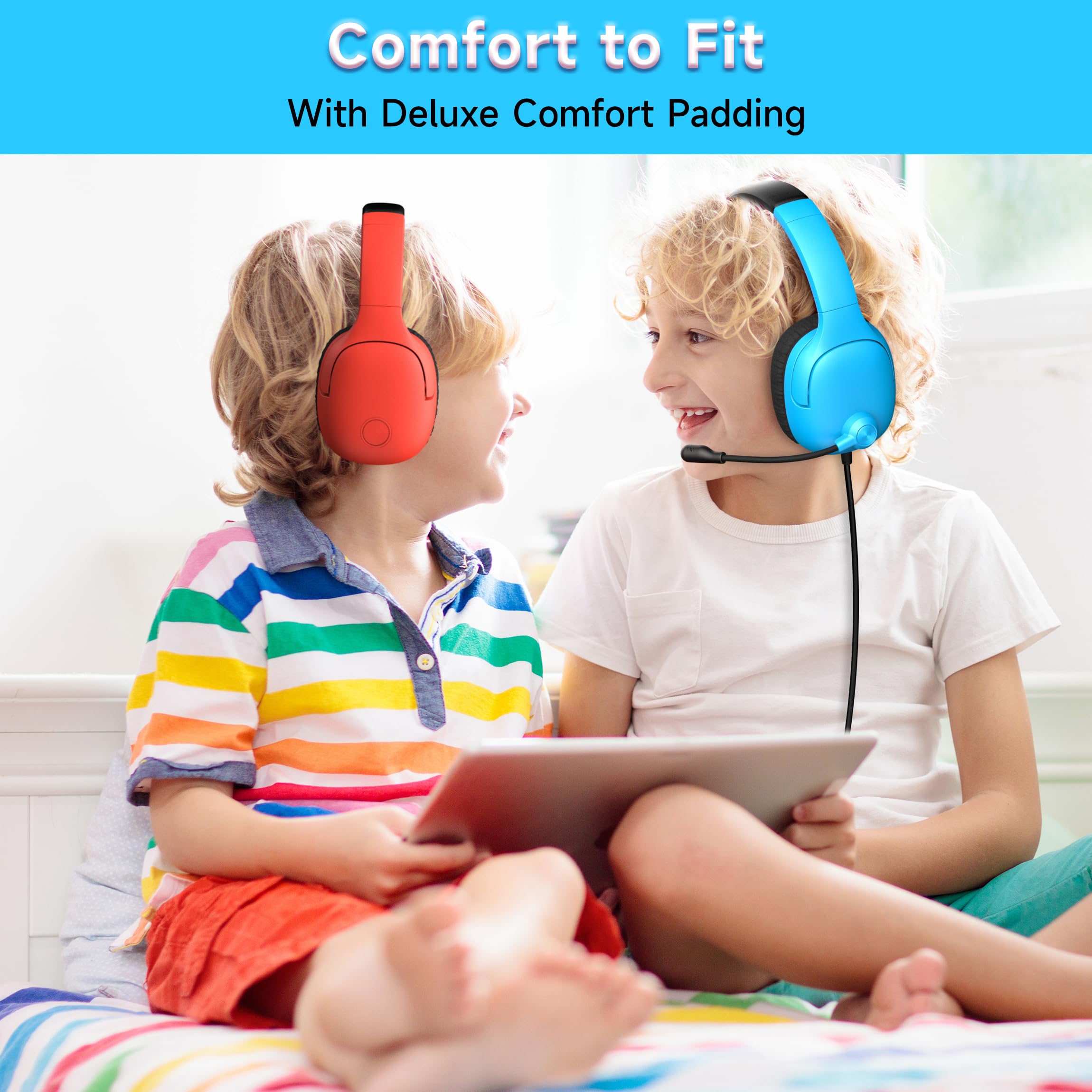Best Wireless Gaming Headset for Nintendo Switch/Lite/OLED - Noise Cancelling Headphones with Mic for Fortnite, Sports & Online Gaming (Red/Blue) - Perfect for Competitive Play & Long Gaming Sessions