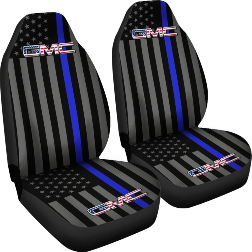 Thin Blue Line American Flag Car Seat Covers for GMC 212601 - Patriotic Police Support Vehicle Accessories for Trucks & SUVs