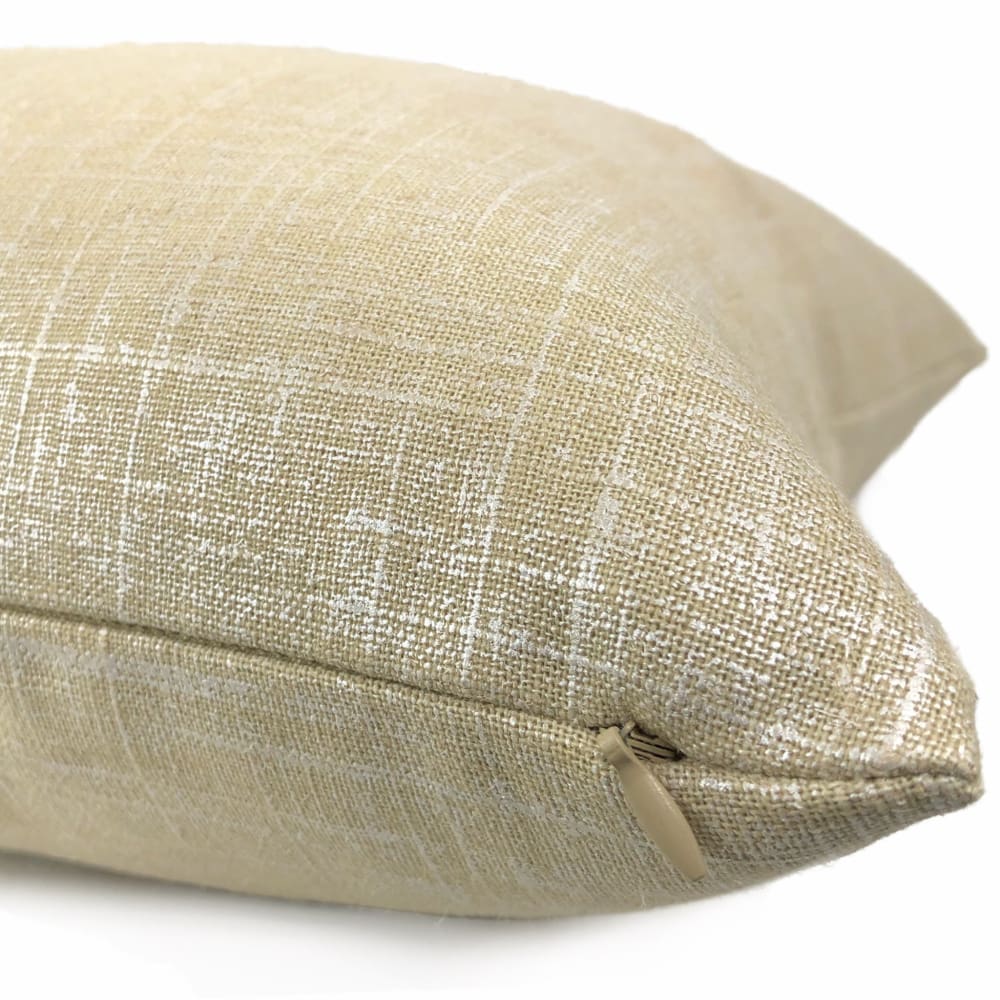 Metallic Pearl Glazed Beige Linen Pillow Cover - Luxury Decorative Throw Pillow Case for Sofa, Bed & Home Decor (18x18 Inches)