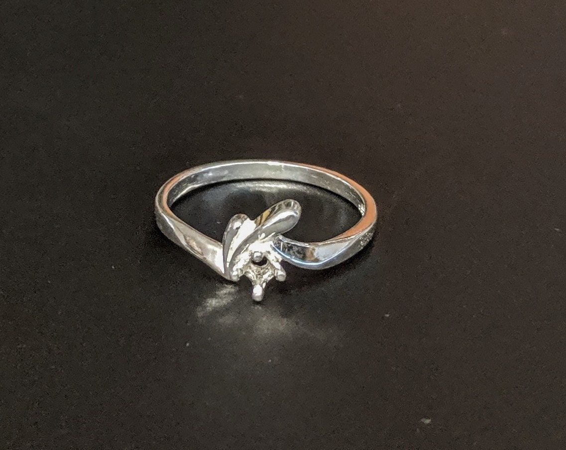 Solid Sterling Silver or 14kt Gold 3mm Round 4-Prong Birthstone Ring Setting - Size 4-7, Pre-Notched Blank (163872/143872) - Perfect for Custom Jewelry Making, Anniversary Gifts & Personalized Birth Month Rings