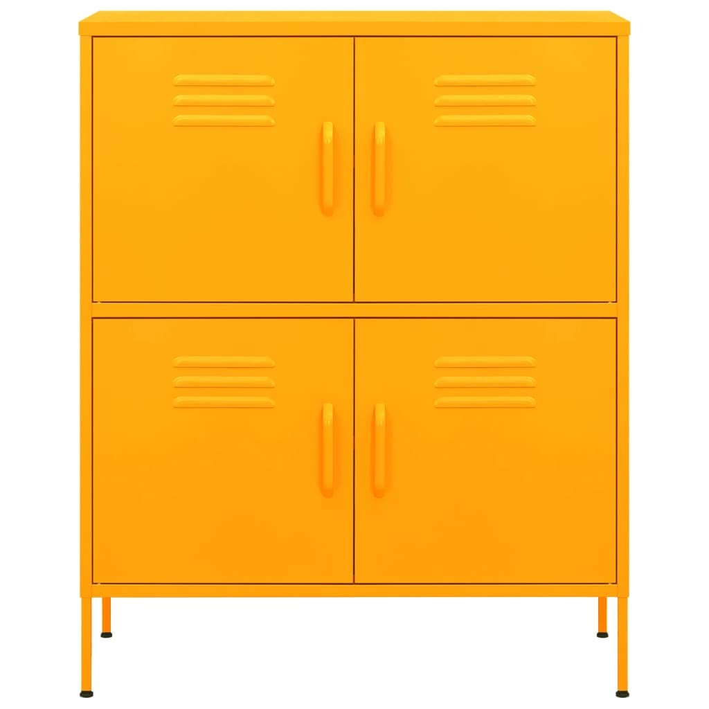 vidaXL Mustard Yellow Steel Storage Cabinet with Shelves - Freestanding File Cabinet for Home Office, Industrial Style Organizer - Perfect for Document Storage, Office Supplies & Home Organization