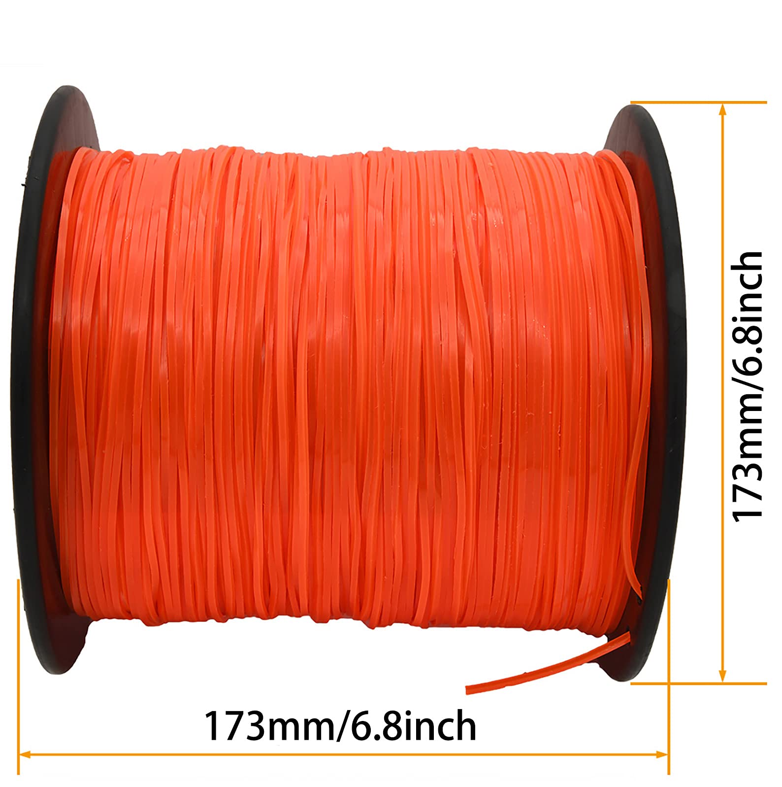 KAKO 080 Commercial Grade Square Trimmer Line - .080-Inch x 1200-Ft Weed Wacker String for Most String Trimmers (Orange) - Ideal for Lawn Care, Yard Maintenance & Professional Landscaping