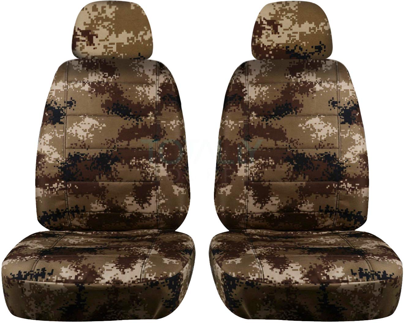 Universal Camouflage Car Seat Covers with 2 Headrest Covers - Tan Digital Camo - Semi-Custom Fit for Cars, Trucks, Vans, RVs & SUVs (22 Pattern Options) - Perfect for Outdoor Adventures, Hunting & Off-Roading