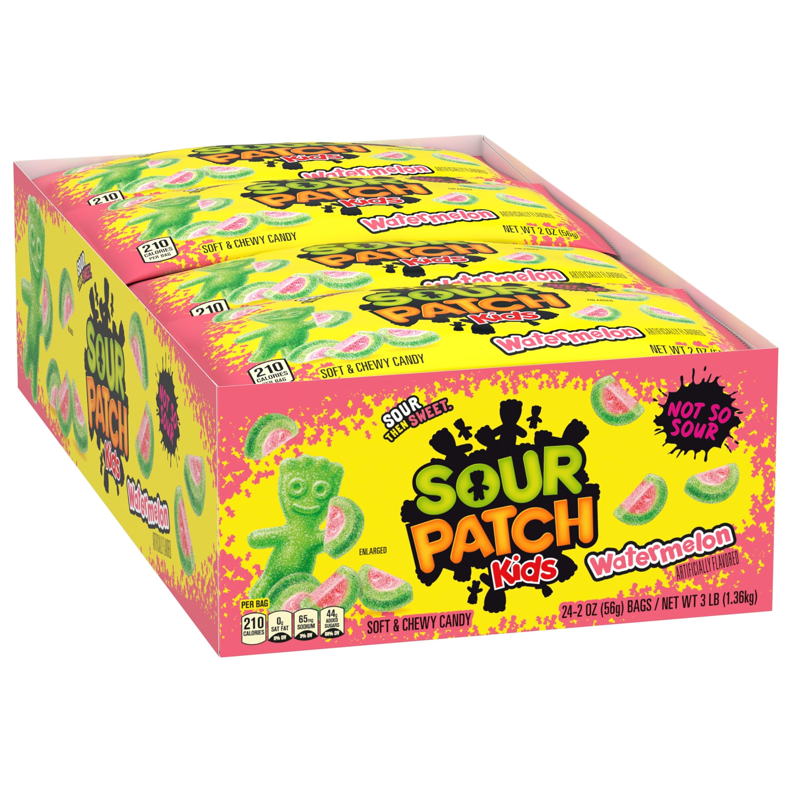 Sour Patch Kids Watermelon Soft & Chewy Candy - Bulk Pack of 24 (2 oz Bags) - Sweet & Tangy Treats for Parties, Movie Nights & Snacking