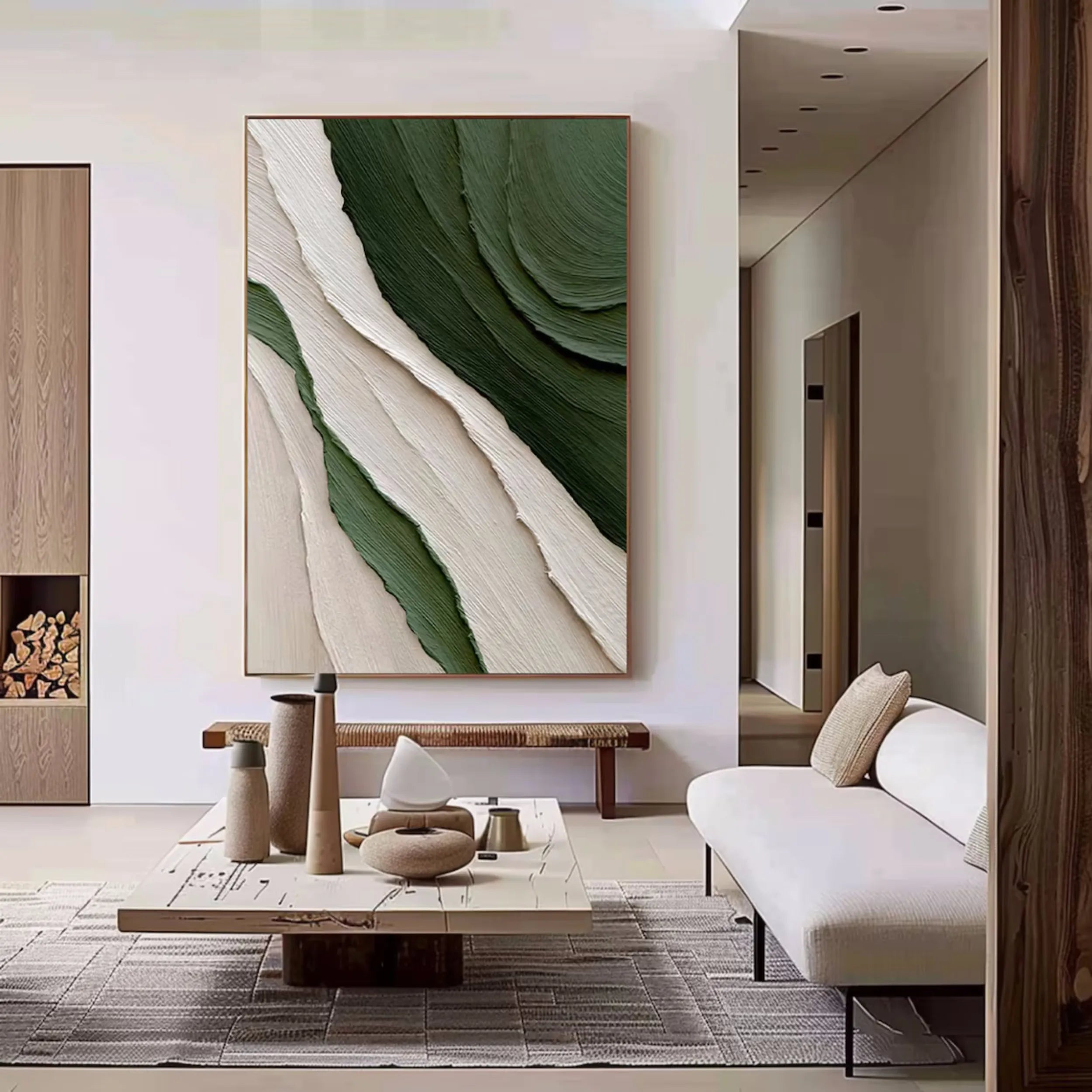 Blue & Green Abstract Wall Art Painting #BG043 - Modern Canvas Print for Living Room, Bedroom & Office Decor