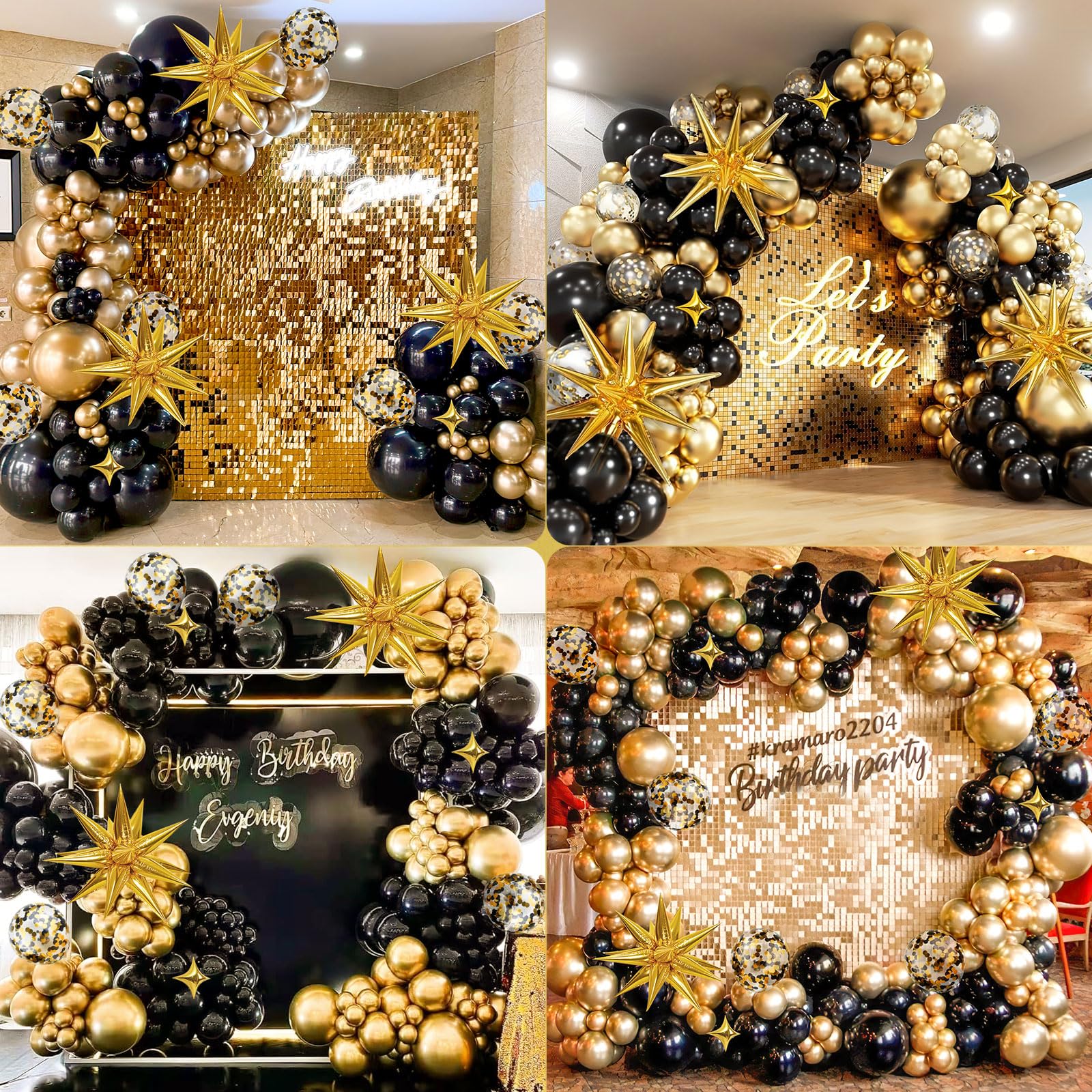 AivaToba 126Pcs Black and Gold Balloon Arch Kit - Premium Party Balloons for Birthday, Graduation, New Year Decorations | Perfect for Wedding Backdrops, Baby Showers & Anniversary Celebrations