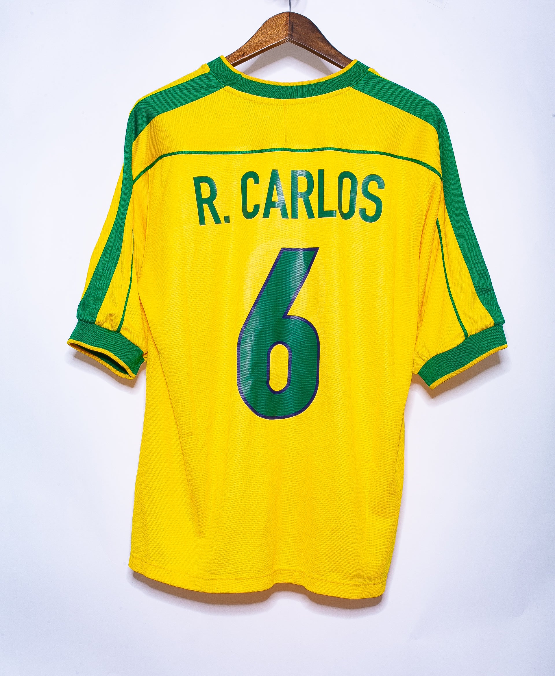 Authentic 1998 Brazil Home Soccer Jersey #6 Roberto Carlos (Large) - Vintage Football Shirt for Collectors & Fans - Perfect for Matches, Gifts & Memorabilia