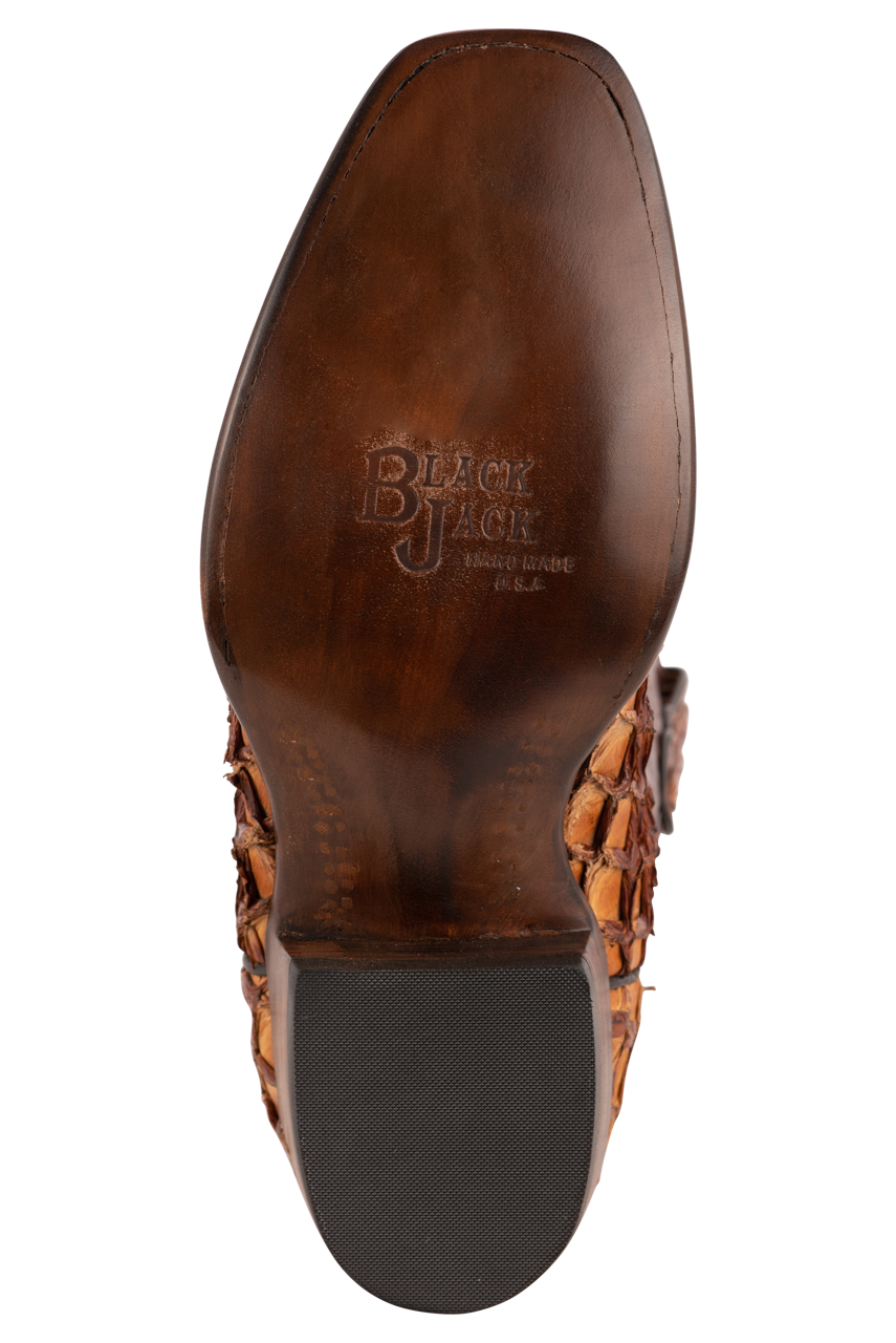 Exclusive Black Jack Pirarucu Cowboy Boots in Ginger Chestnut - Perfect for Western Rodeo, Country Dancing & Outdoor Adventures