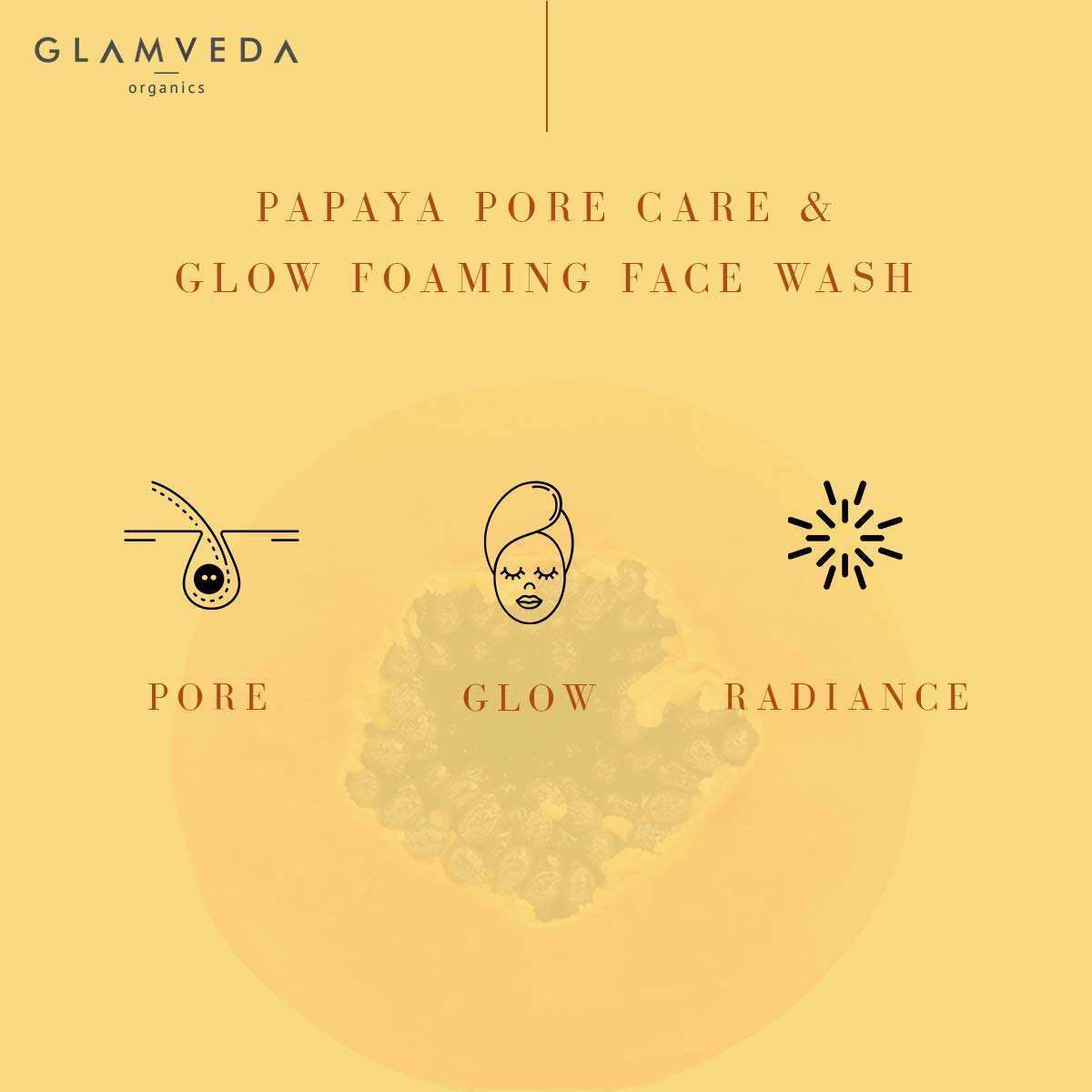 Papaya Anti-Tan & Glow Foaming Face Wash for Brightening & Tan Removal - 150ml | Orange Scent | Suitable for Daily Skincare & Sun-Damaged Skin