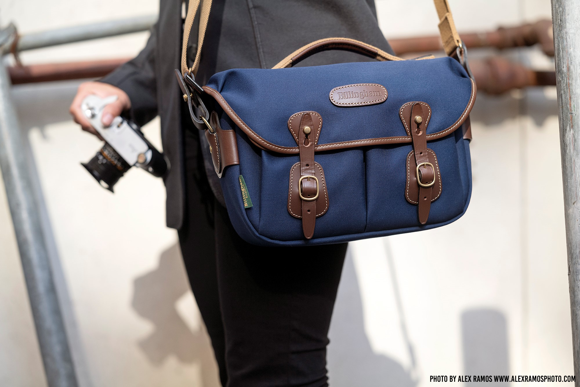 Billingham Hadley Pro Small Camera Bag - Navy Canvas Waterproof DSLR Shoulder Bag for Travel & Photography