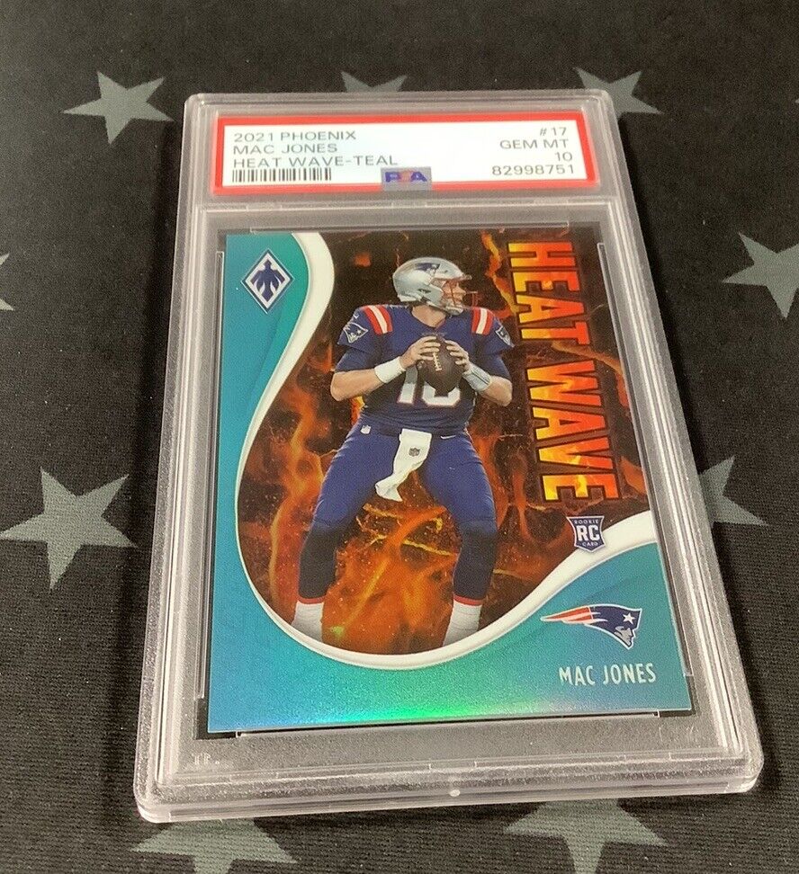 2021 Phoenix Mac Jones Heat Wave Teal #17/149 PSA GEM MT 10 Rookie Football Card - Perfect for Collectors, Investors & Sports Memorabilia Enthusiasts