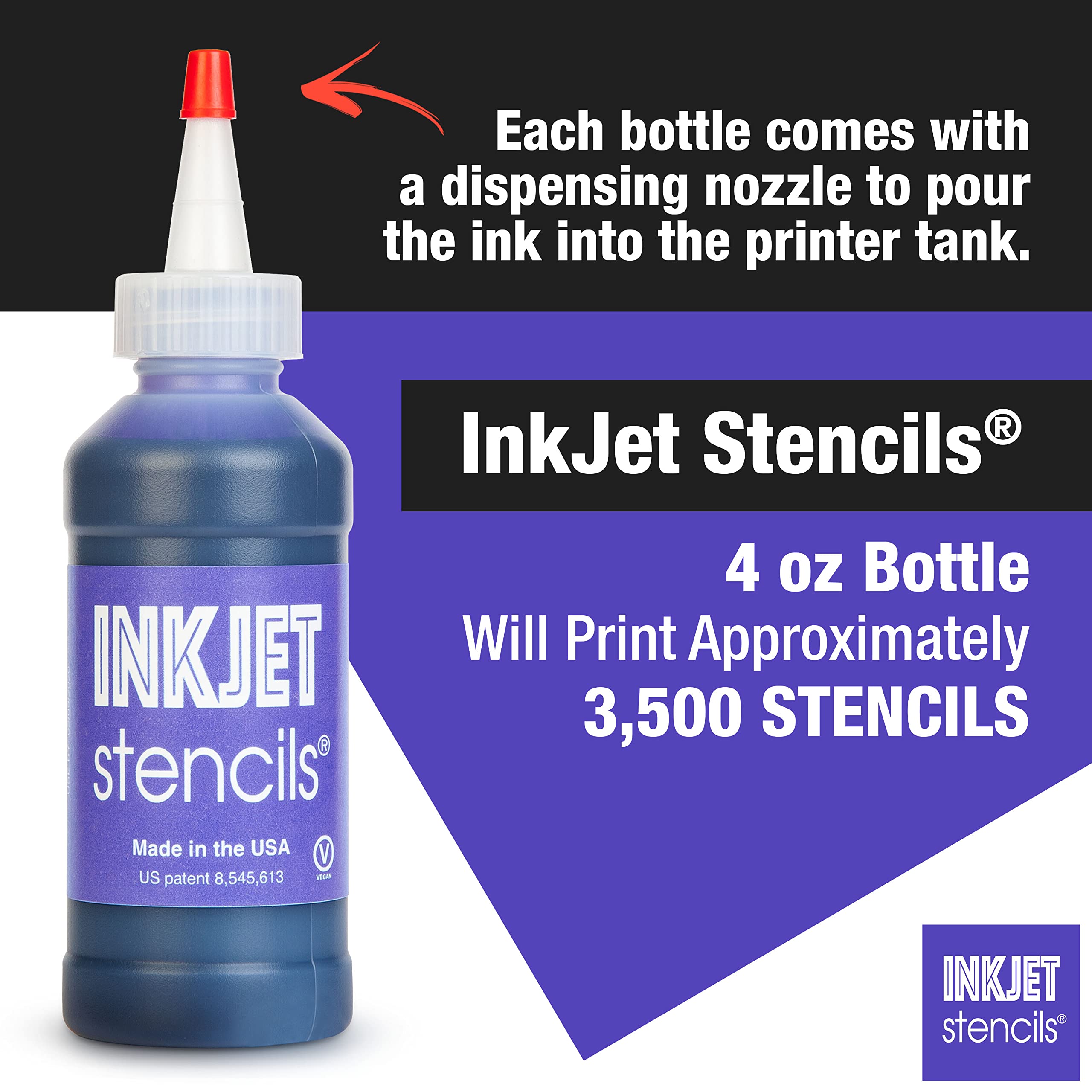 Refill Stencil Ink for Stencils Printer - Violet 4oz Bottle | Compatible with Most Stencil Printers | Perfect for DIY Crafts, Fabric Printing & Sign Making