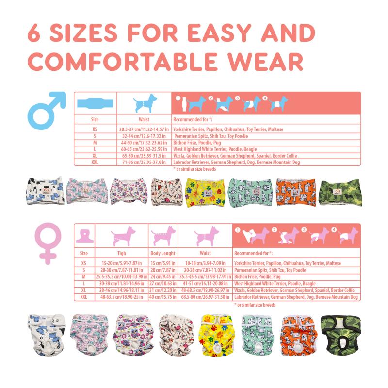 Misoko Washable Reusable Dog Diapers for Female Dogs - Adjustable Belly Bands for Puppies in Heat, Post-Surgery & Senior Dogs - Perfect for Indoor Use, Travel & Nighttime Protection