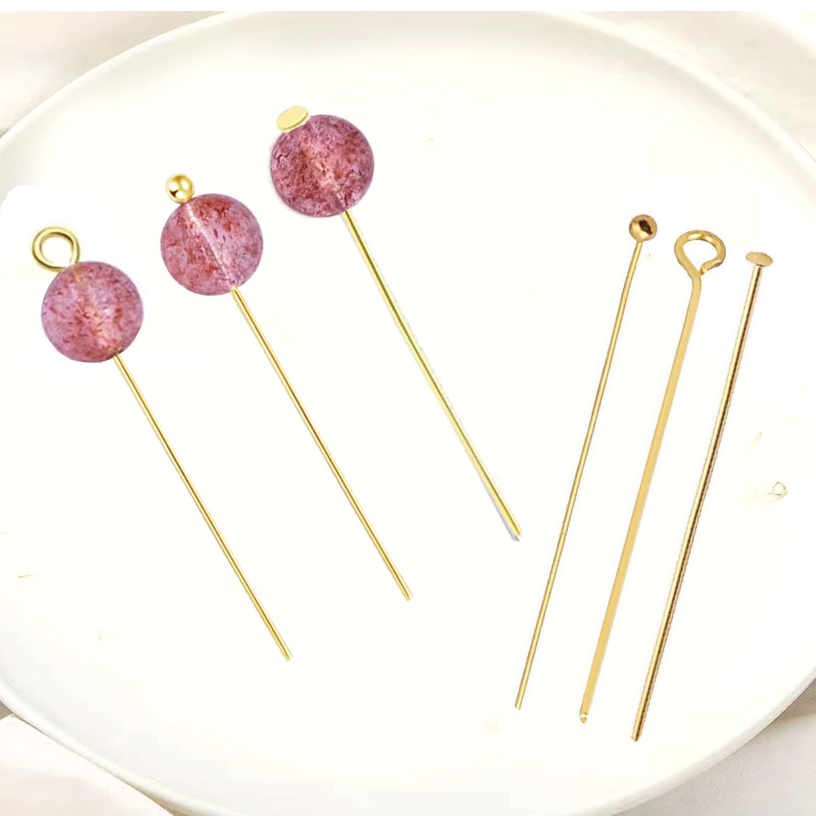 600 Pcs Gold Head Pins for Jewelry Making - 50mm Craft Pins for Earrings, Bracelets & DIY Jewelry Supplies - Perfect for Beading, Wire Wrapping & Handmade Jewelry Designs
