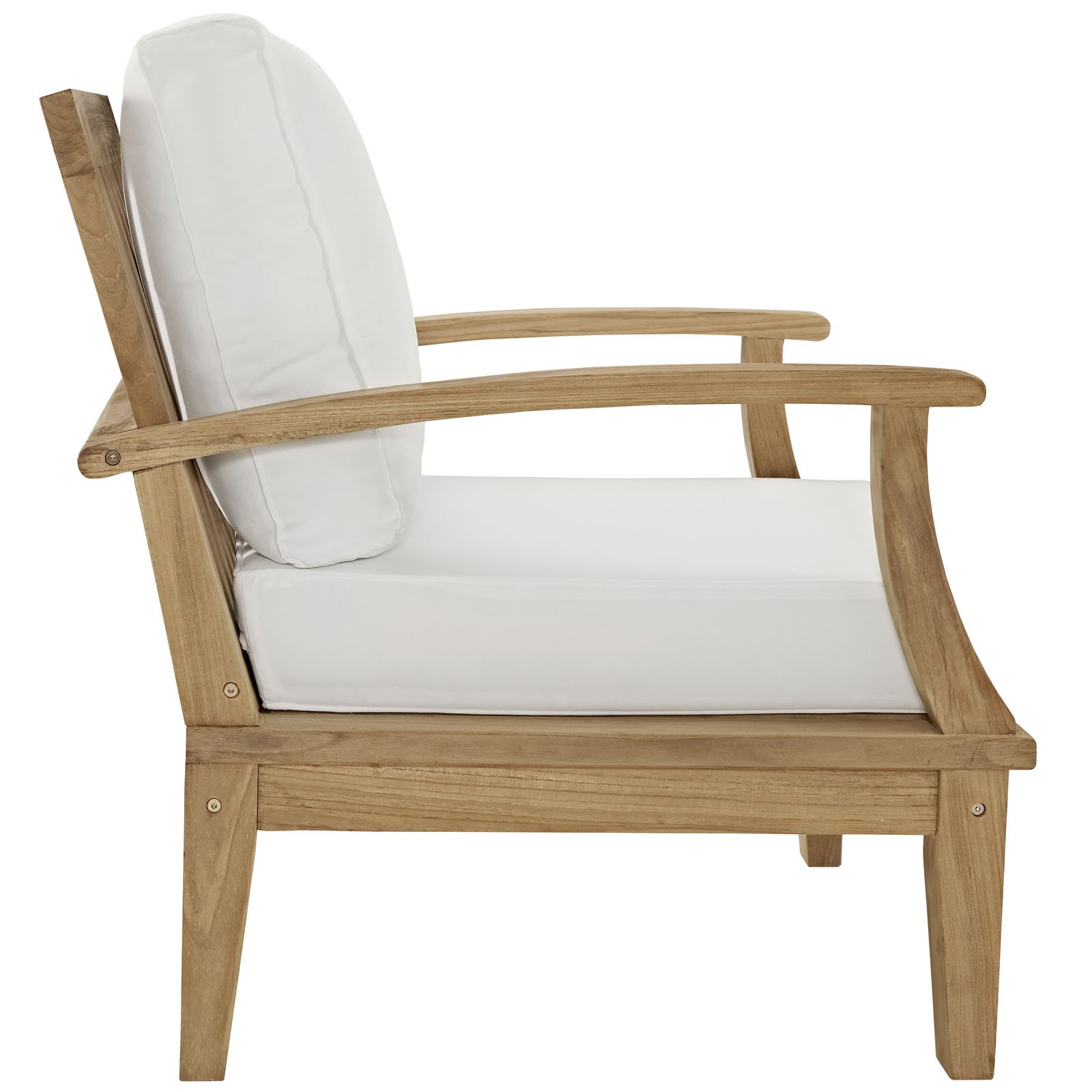 Modway EEI-1487-NAT-WHI-SET Premium Teak Wood Outdoor Patio Furniture Set - 2 Armchairs & Side Table in Natural White - Perfect for Poolside, Garden & Backyard Relaxation