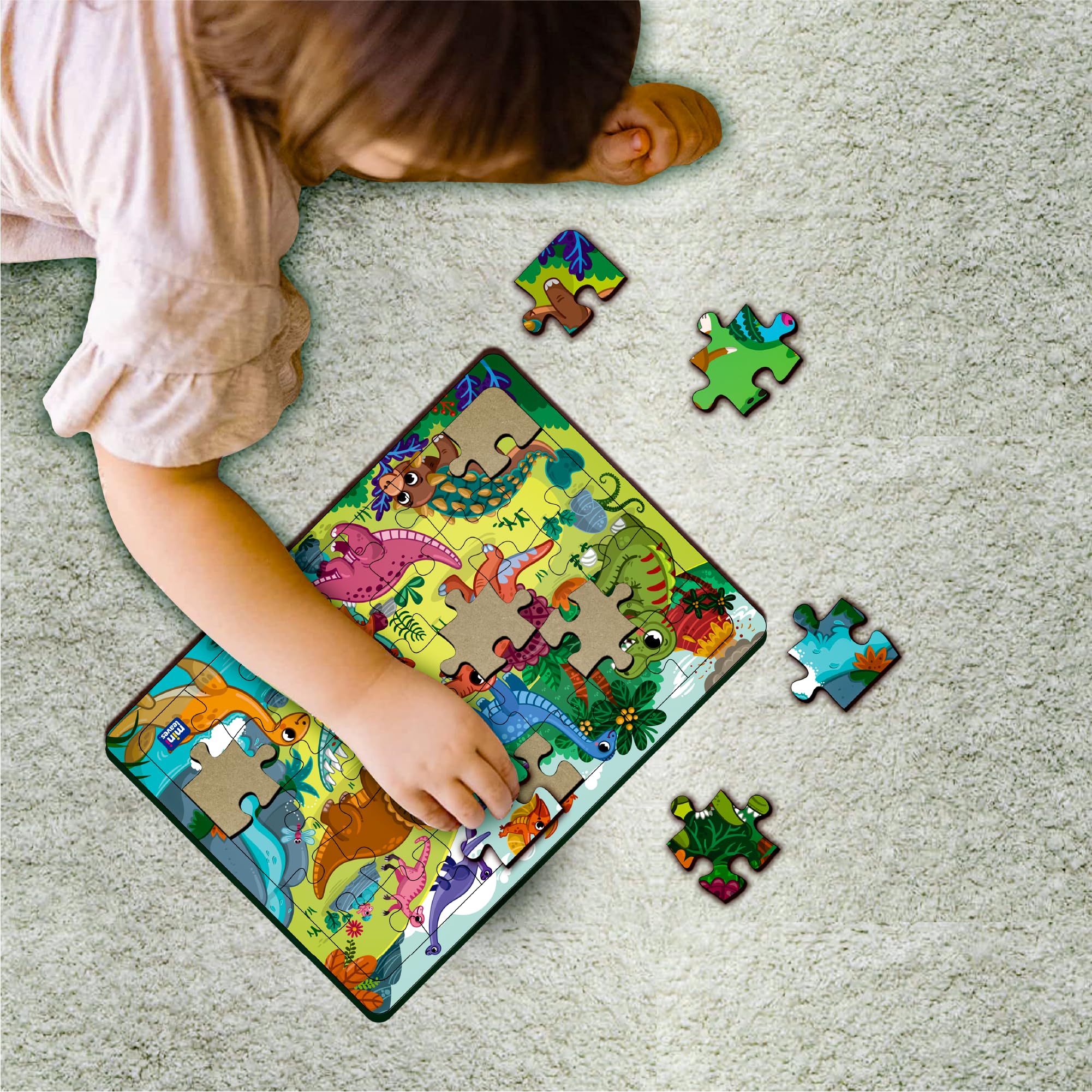 35-Piece Wooden Dinosaur Jigsaw Puzzle for Kids Ages 3+ | Educational Preschool Learning Toy with Wooden Tray | STEM Puzzle Game for Toddlers & Children | Perfect for Birthday Gifts, Classroom Activities & Family Game Night
