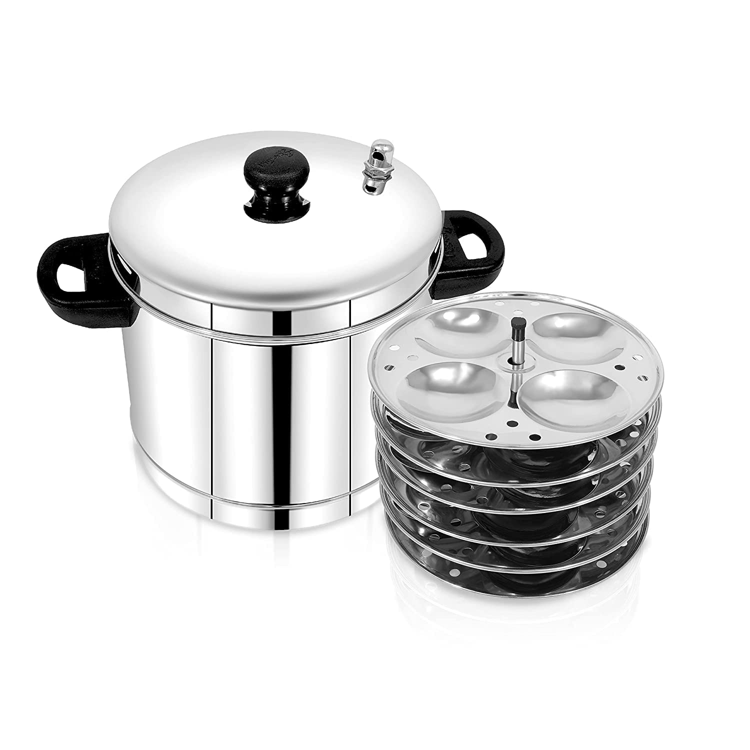 Premium Stainless Steel 6-Plate Idli Maker | Silver Idly Steamer Cooker | Dosa & Rice Cake Maker for Indian Cooking | Perfect for Home Kitchens & Restaurants