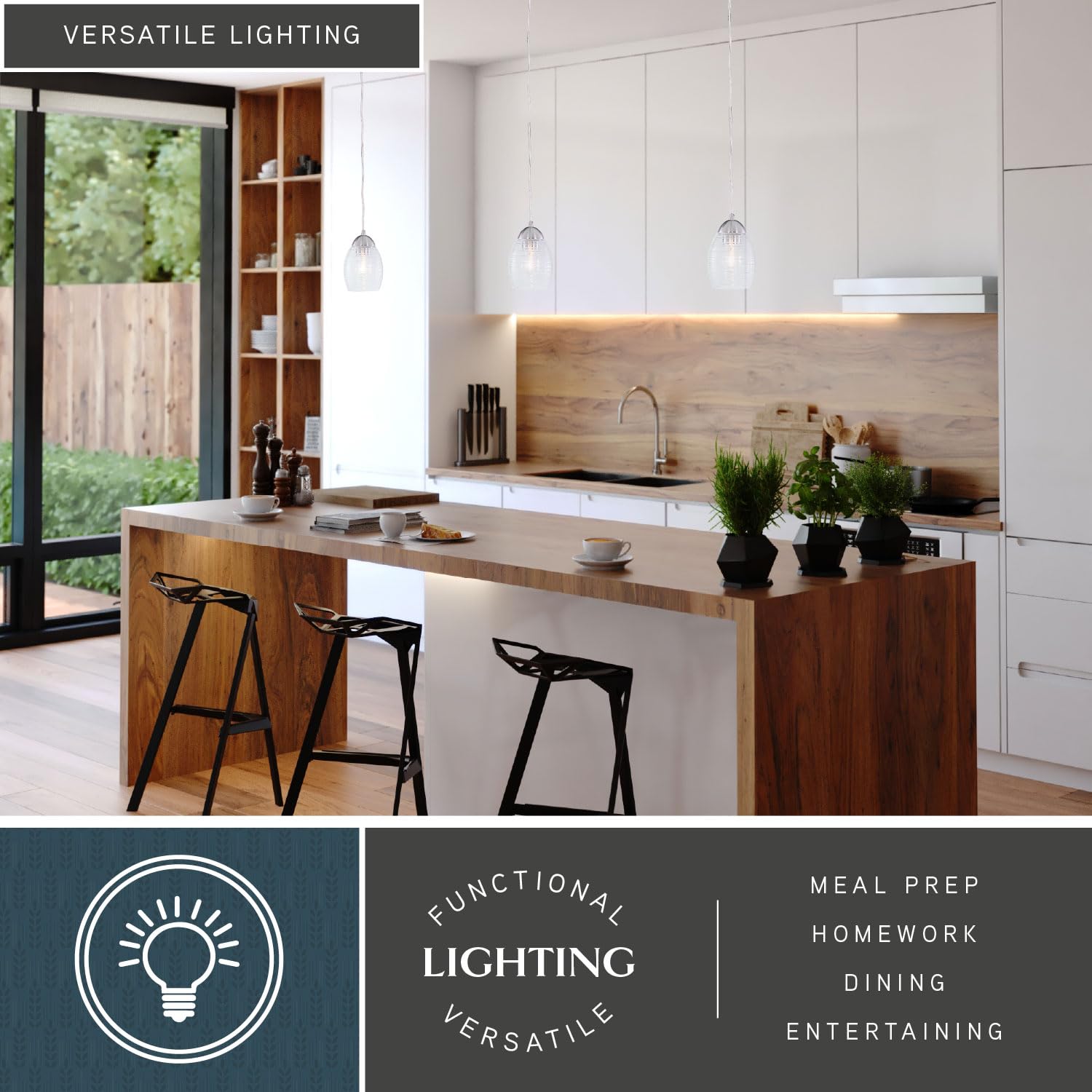 VAXCEL Isley Satin Nickel Mini Pendant Ceiling Light with Clear Spun Glass Shade - Modern Lighting Fixture for Kitchen Island, Dining Room & Bedroom