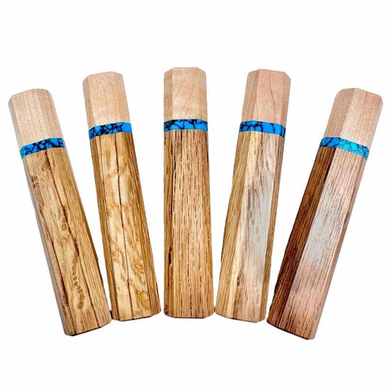 Custom Wa Handle Wedge - Turquoise and Maple Wood for 180mm & 240mm Japanese Knives - Perfect for Chefs & Home Cooks