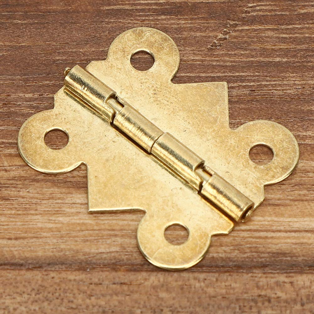 Premium Jewelry Box Hinges - Small Yellow 90 Degree Cabinet Hinges for Decorative Jewelry & Gift Boxes - High-Quality Fine Workmanship - Perfect for DIY Jewelry Organizers, Wedding Gift Boxes & Home Decor Projects