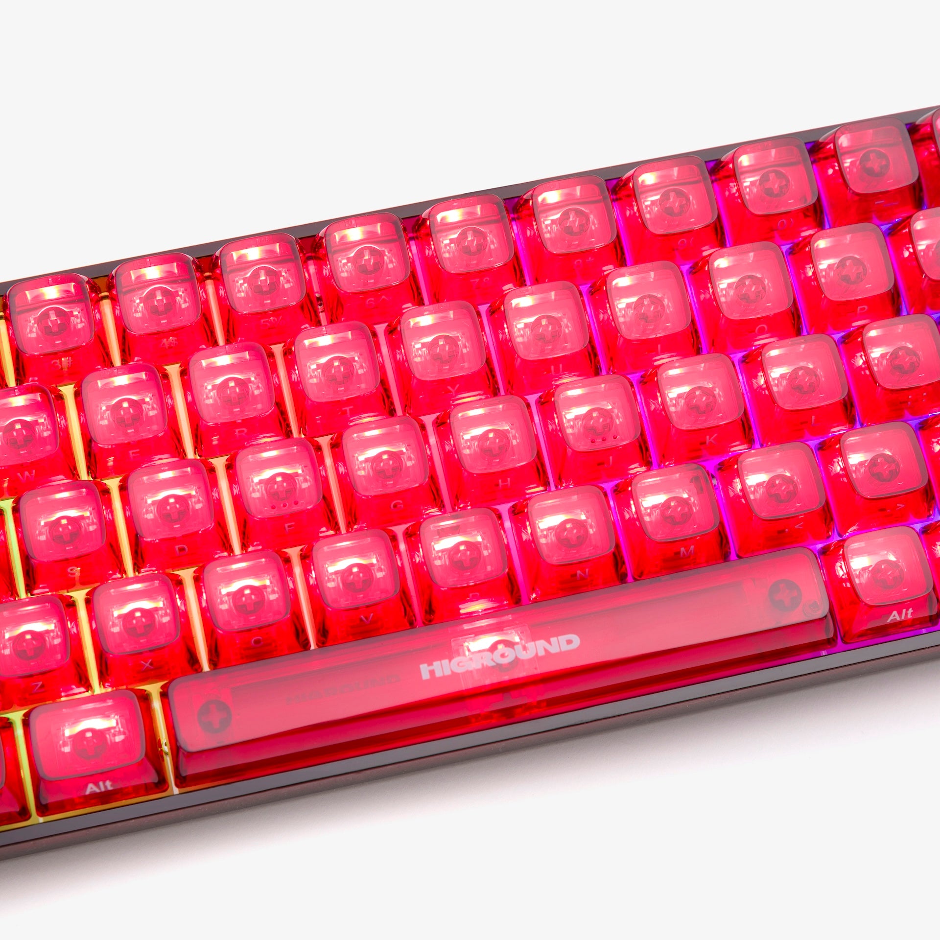 CLEAR RUBY Basecamp 65% Mechanical Keyboard with Silent Glacier Switches - Compact Wired Gaming Keyboard for PC, Mac, Office & Typing Enthusiasts