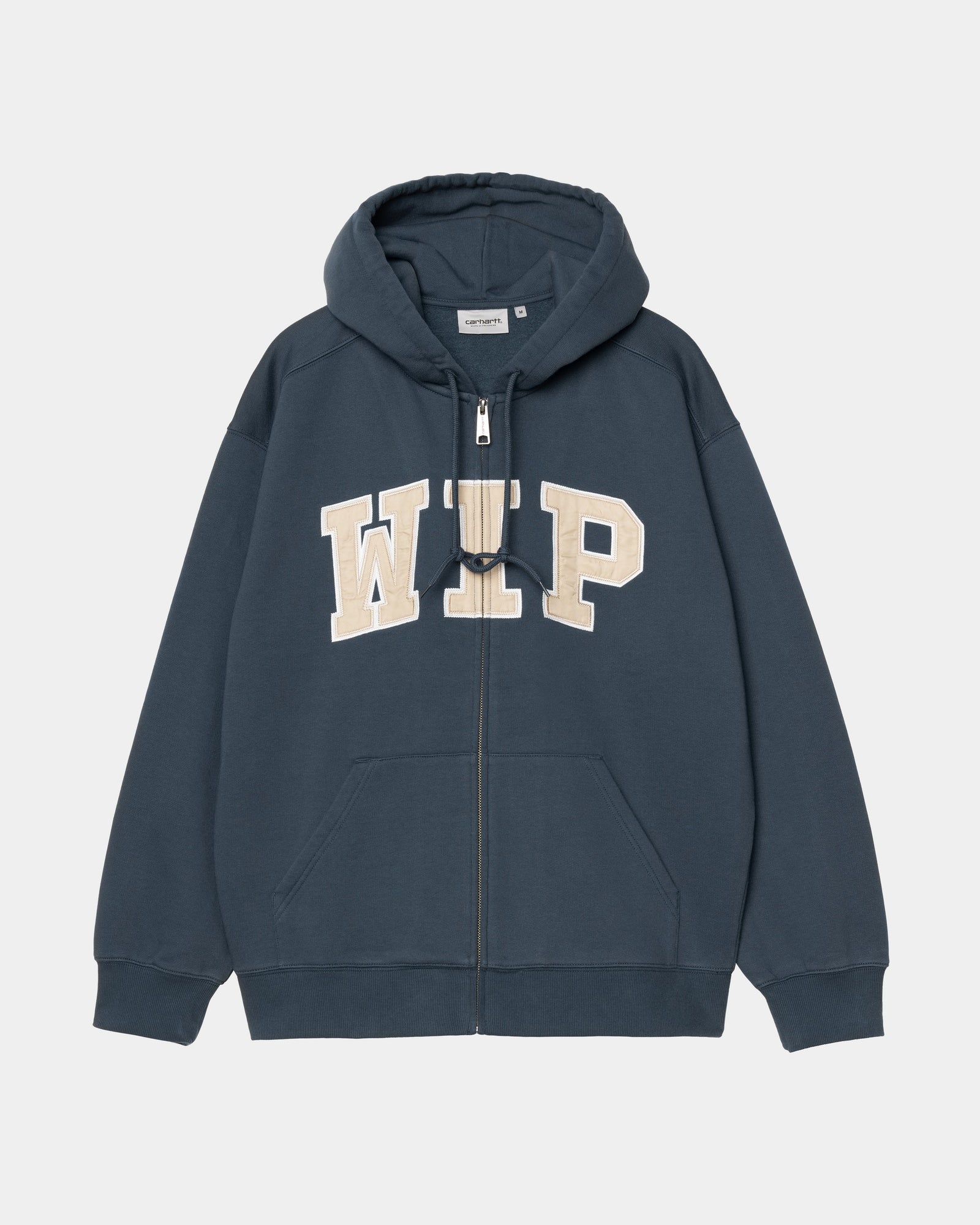 Hooded WIP Sweat Jacket for Men & Women | Dusky Blue Stone Washed Cotton Blend | Casual Streetwear, Gym, Outdoor Activities
