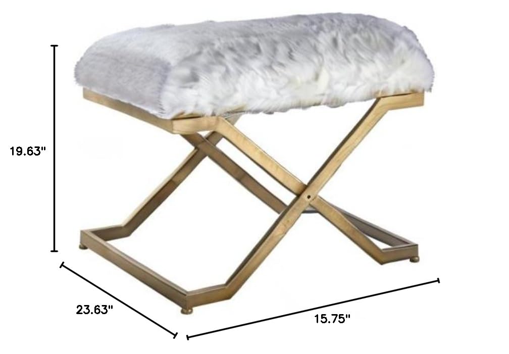 23.63 Inch Small Fur Bench - Soft and Cozy Upholstered Seat for Living Room, Bedroom, or Entryway - Farran Home Decor