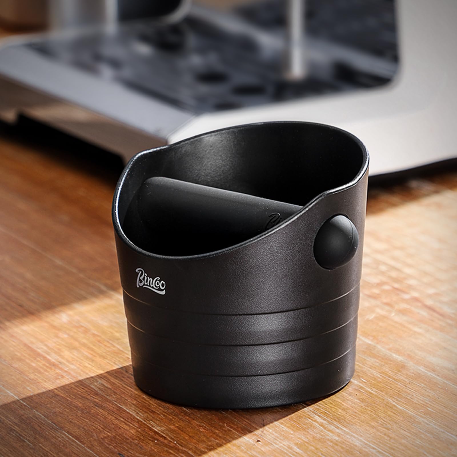 Bincoo Mini 4.5 Inch Coffee Knock Box - Compact Espresso Grounds Container for Home & Bar Use - Durable Black Coffee Accessory - Perfect for Espresso Machines & Coffee Station Organization