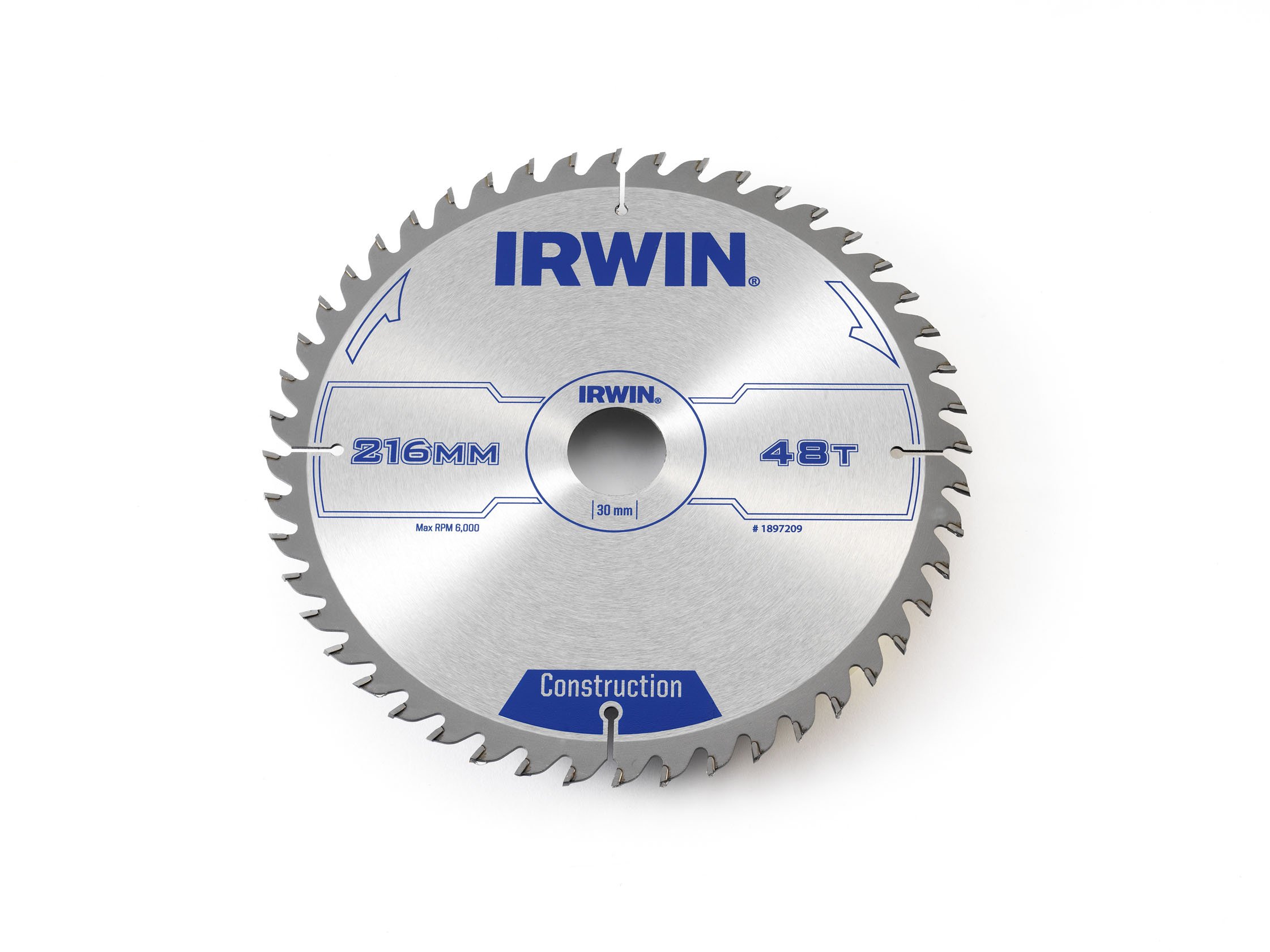 IRWIN IRW1897209 216mm x 30mm 48-Teeth Circular Saw Blade with ATB Tooth Grind - Premium Cutting Tool for Woodworking, Plywood & MDF Projects